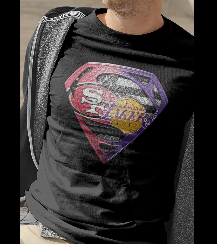 San Francisco 49ers Los Angeles Lakers Superman Logo Mashup T-Shirt