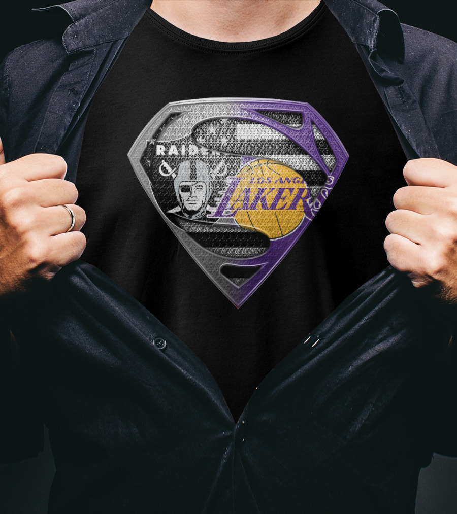 Los Angeles Lakers And Raiders Super Shield T-Shirt