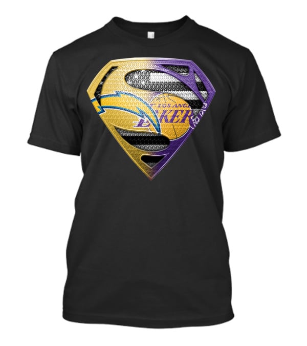 Los Angeles Lakers And Chargers Superman Logo Mashup T-Shirt