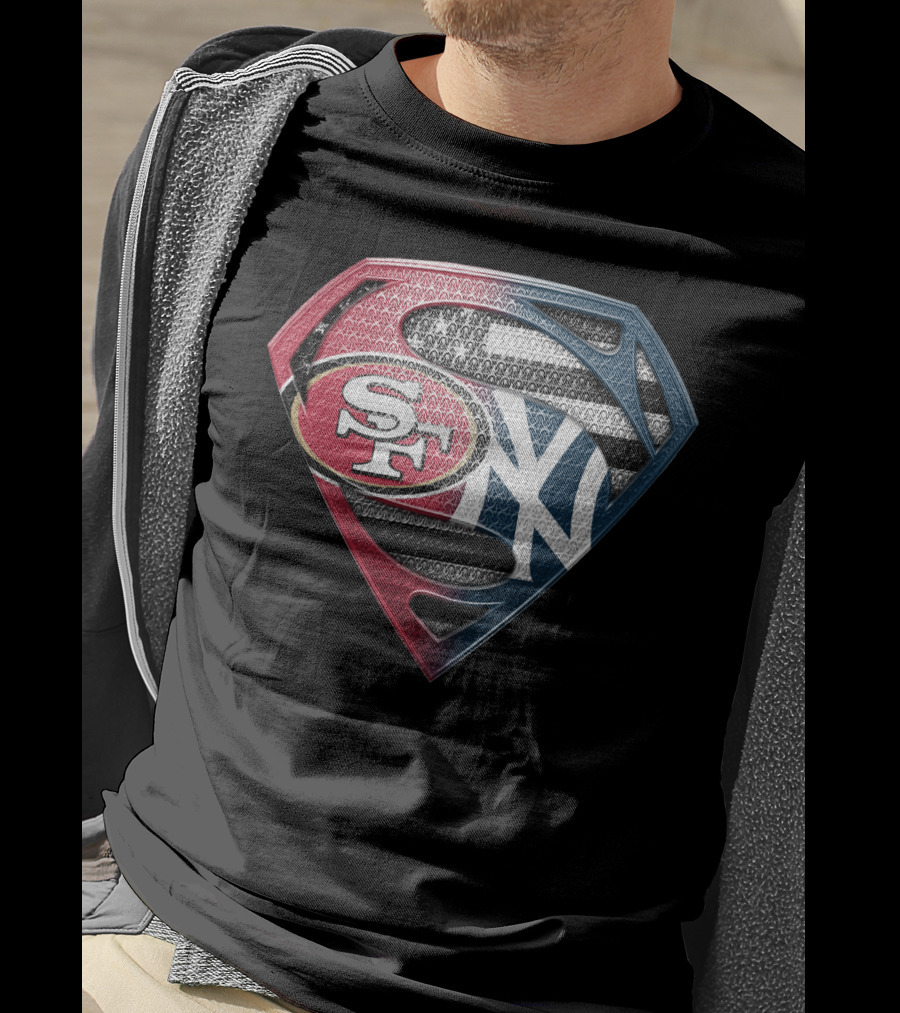 Sf San Francisco 49ers New York Yankees Superman Shield T-Shirt