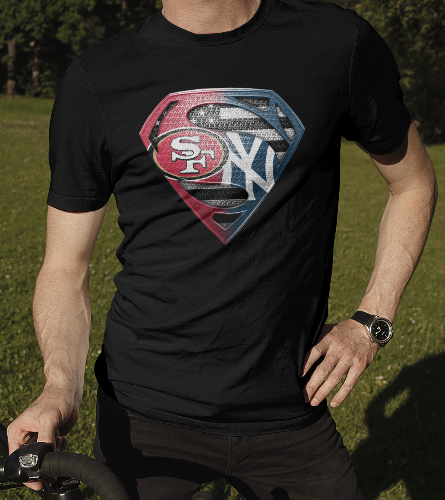 Sf San Francisco 49ers New York Yankees Superman Shield T-Shirt