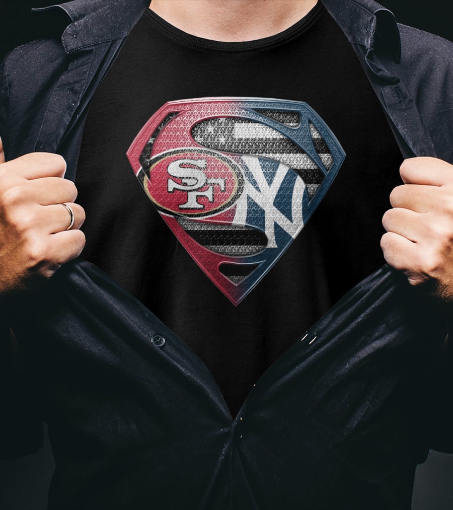 Sf San Francisco 49ers New York Yankees Superman Shield T-Shirt