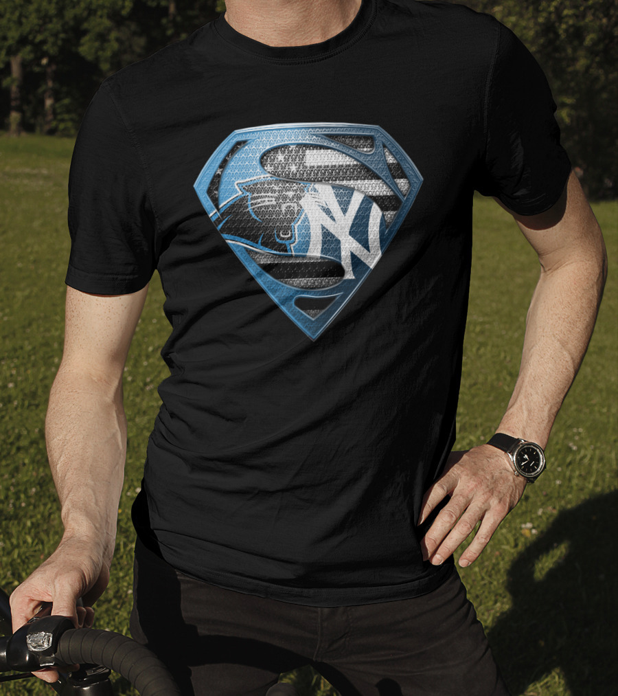 New York Yankees Carolina Panthers Superman Logo Mashup T-Shirt