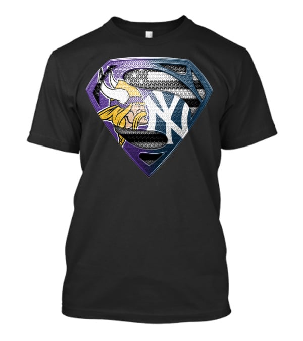 Minnesota Vikings And New York Yankees Super Shield T-Shirt
