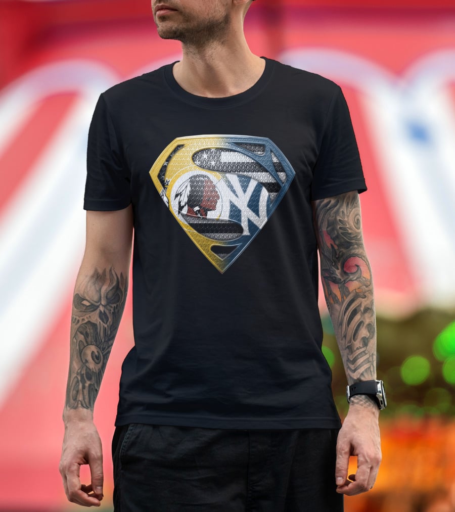 Superman Shield With Native American And Yankees Elements T-Shirt
