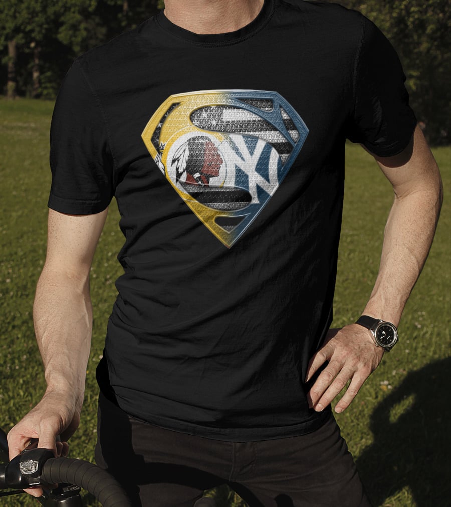 Superman Shield With Native American And Yankees Elements T-Shirt