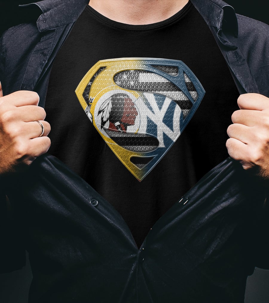 Superman Shield With Native American And Yankees Elements T-Shirt