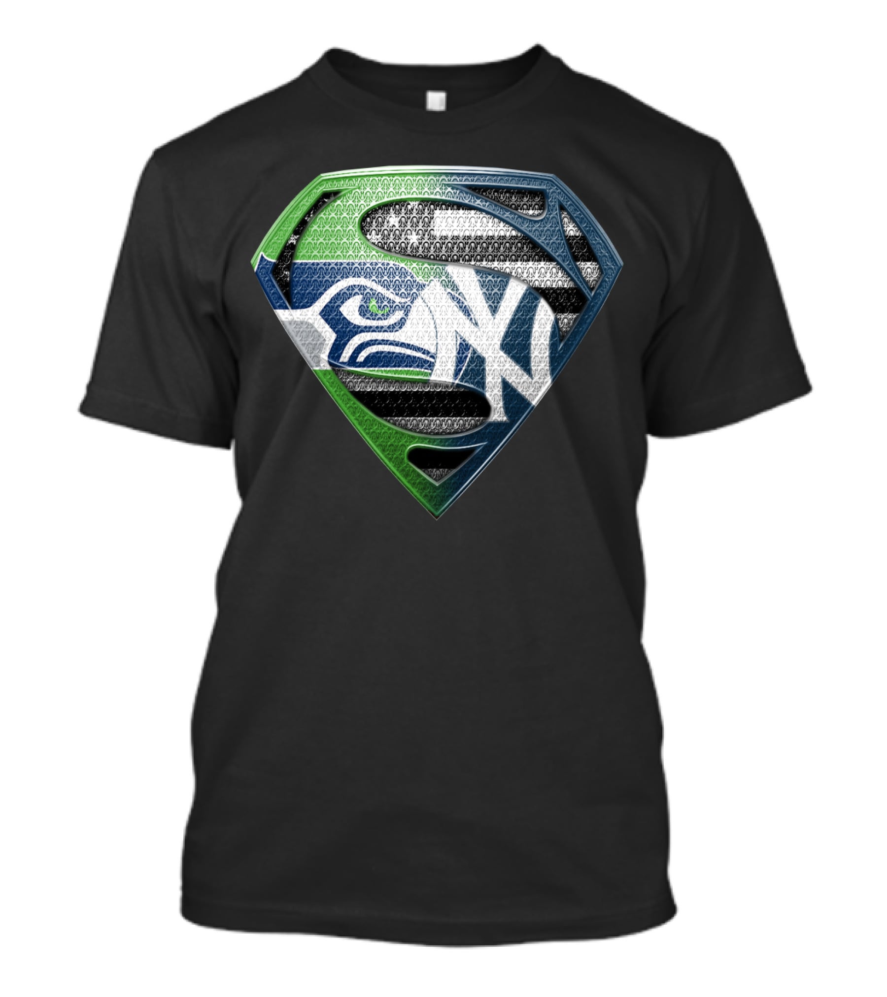 Seattle Seahawks New York Yankees Superman Shield Logo Mashup T-Shirt