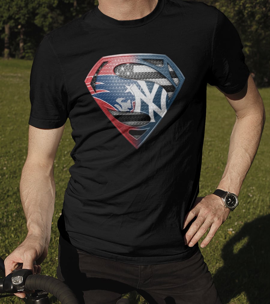 Yankees Superman Logo Fusion In Red White And Blue T-Shirt