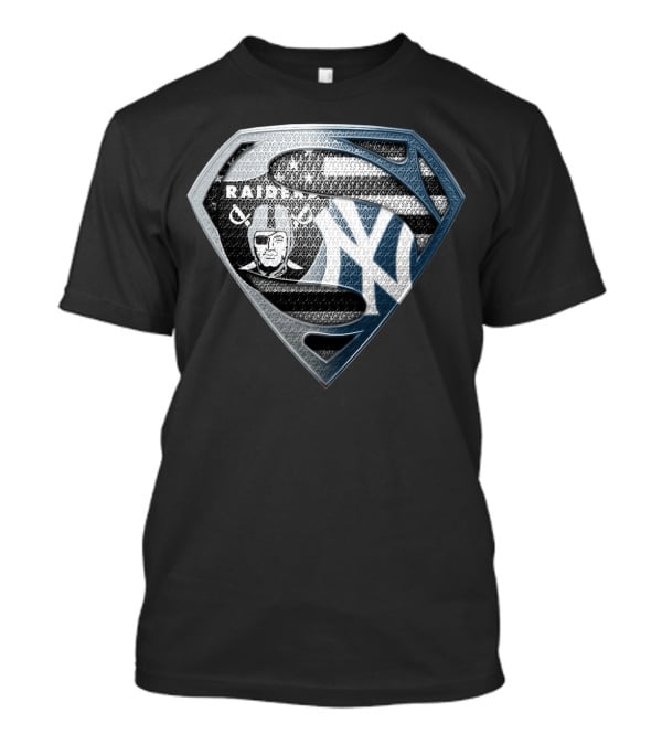 Raiders New York Yankees Superman Logo Fusion T-Shirt