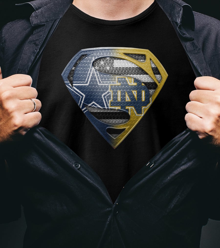 Notre Dame Dallas Cowboys Superman Shield T-Shirt