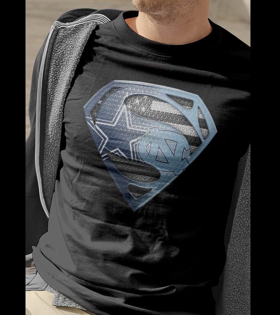 Dallas Cowboys North Carolina Tar Heels Superman Logo Fusion T-Shirt
