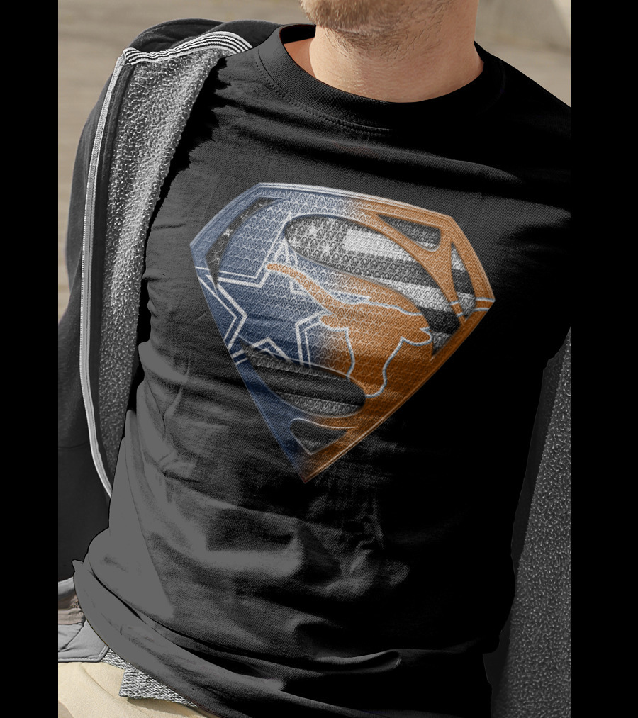 Texas Longhorns Dallas Cowboys Superman Logo Mashup T-Shirt