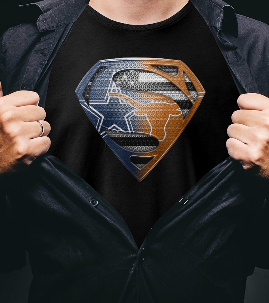 Texas Longhorns Dallas Cowboys Superman Logo Mashup T-Shirt
