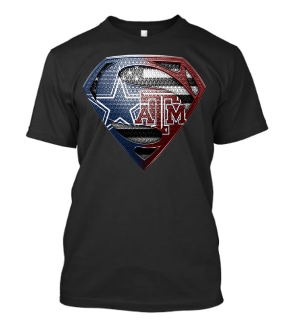 Texas A&M Superman Logo Texas Flag Star T-Shirt