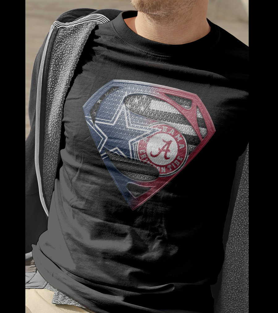 Superman Alabama Crimson Tide Dallas Cowboys Logo Mashup T-Shirt