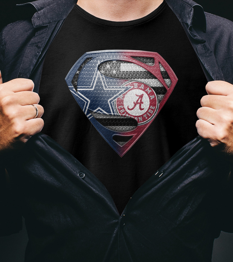 Superman Alabama Crimson Tide Dallas Cowboys Logo Mashup T-Shirt