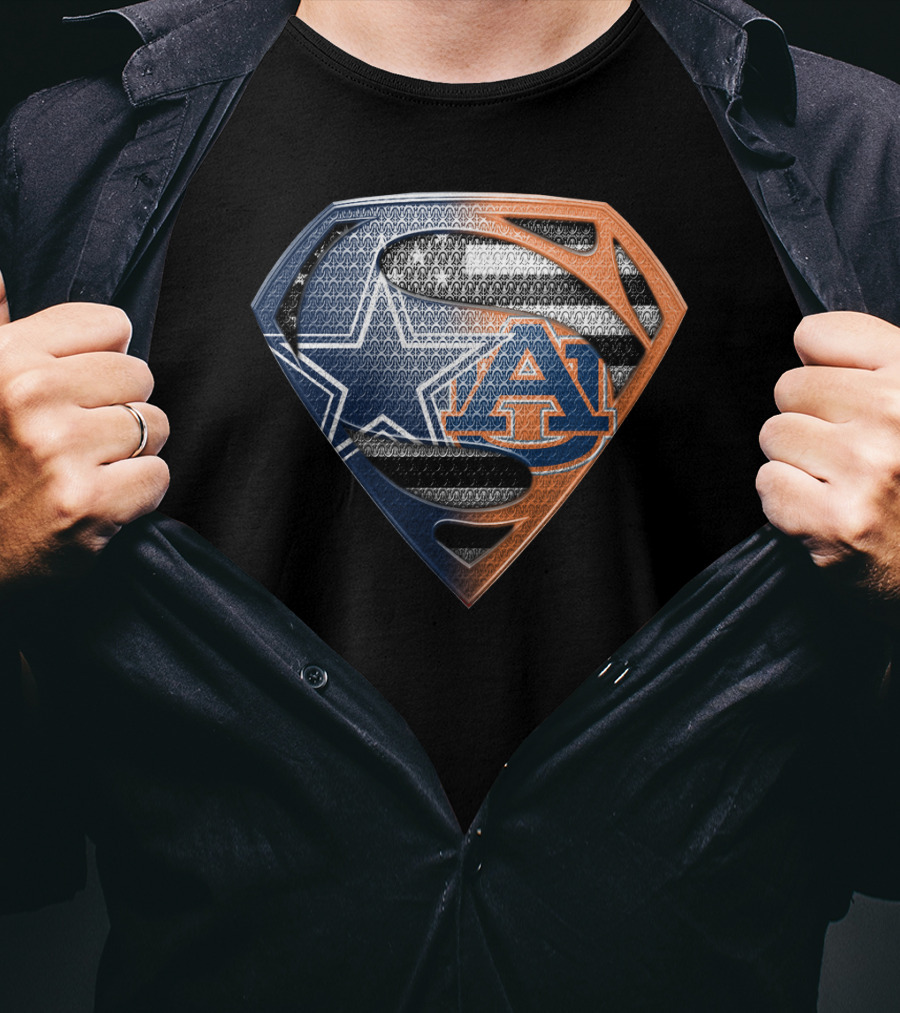 Dallas Cowboys Auburn Tigers Superman Emblem Fusion T-Shirt