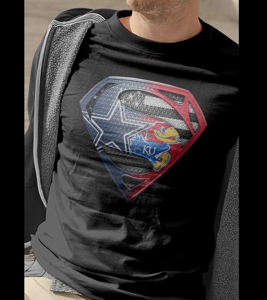 Superman Dallas Cowboys Kansas Jayhawks Ku Logo Mashup T-Shirt