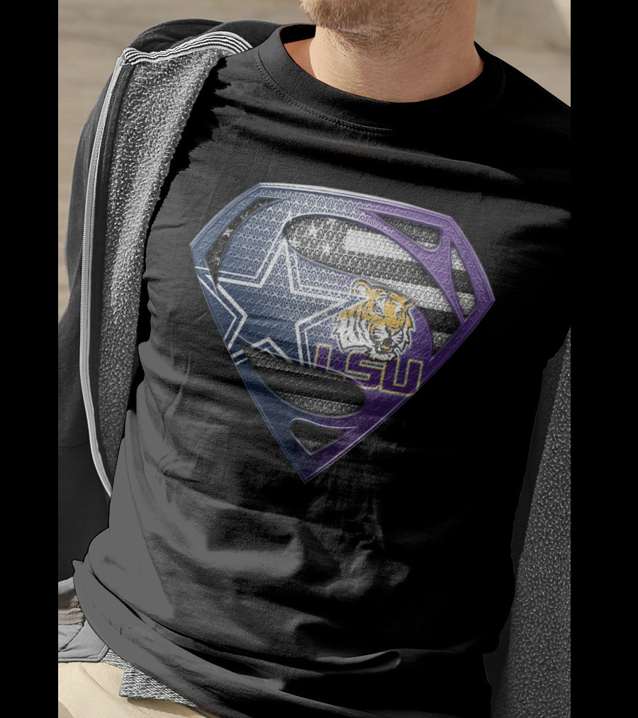 Lsu Tigers Superman Dallas Cowboys Logo Cross Blend T-Shirt