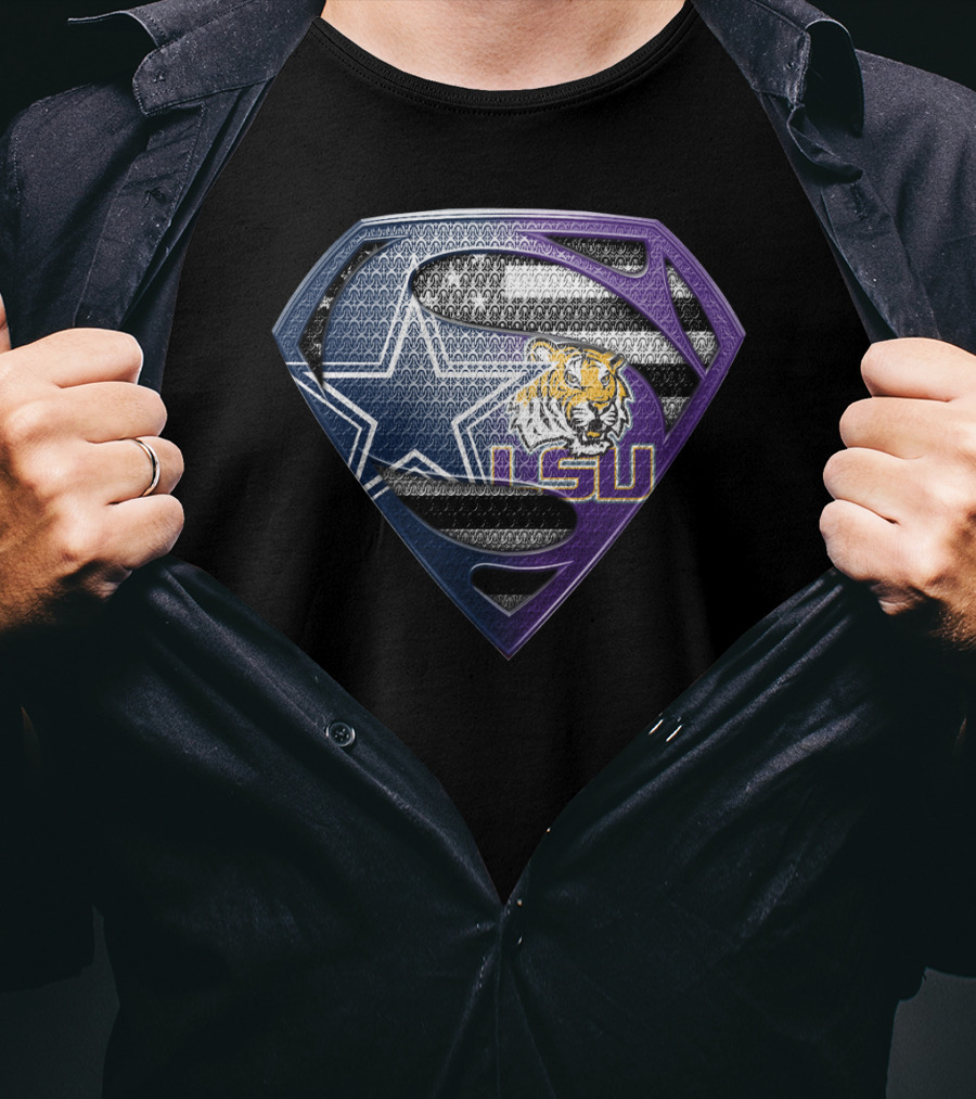 Lsu Tigers Superman Dallas Cowboys Logo Cross Blend T-Shirt