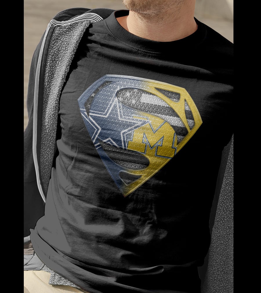 Superman Shield Dallas Cowboys Michigan Wolverines Logo Mashup T-Shirt