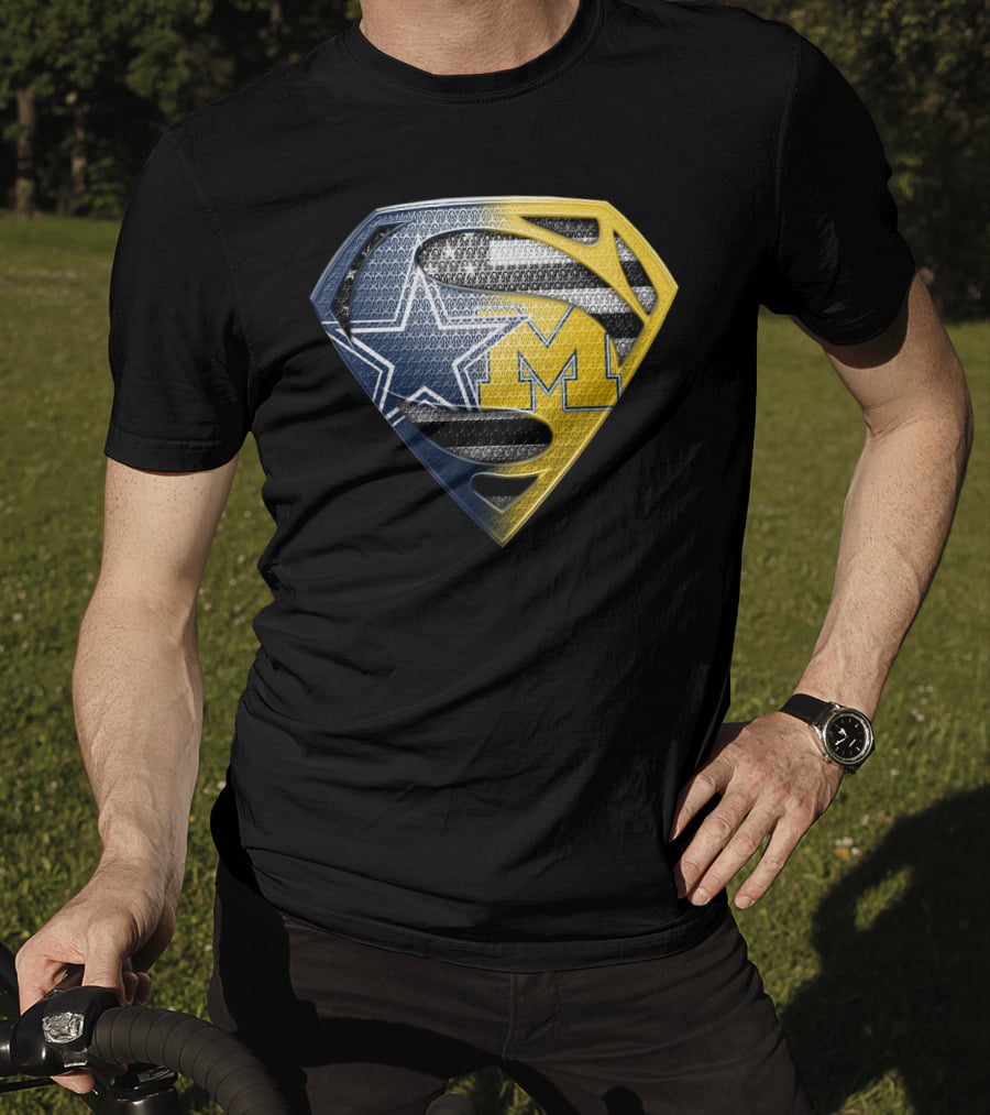 Superman Shield Dallas Cowboys Michigan Wolverines Logo Mashup T-Shirt