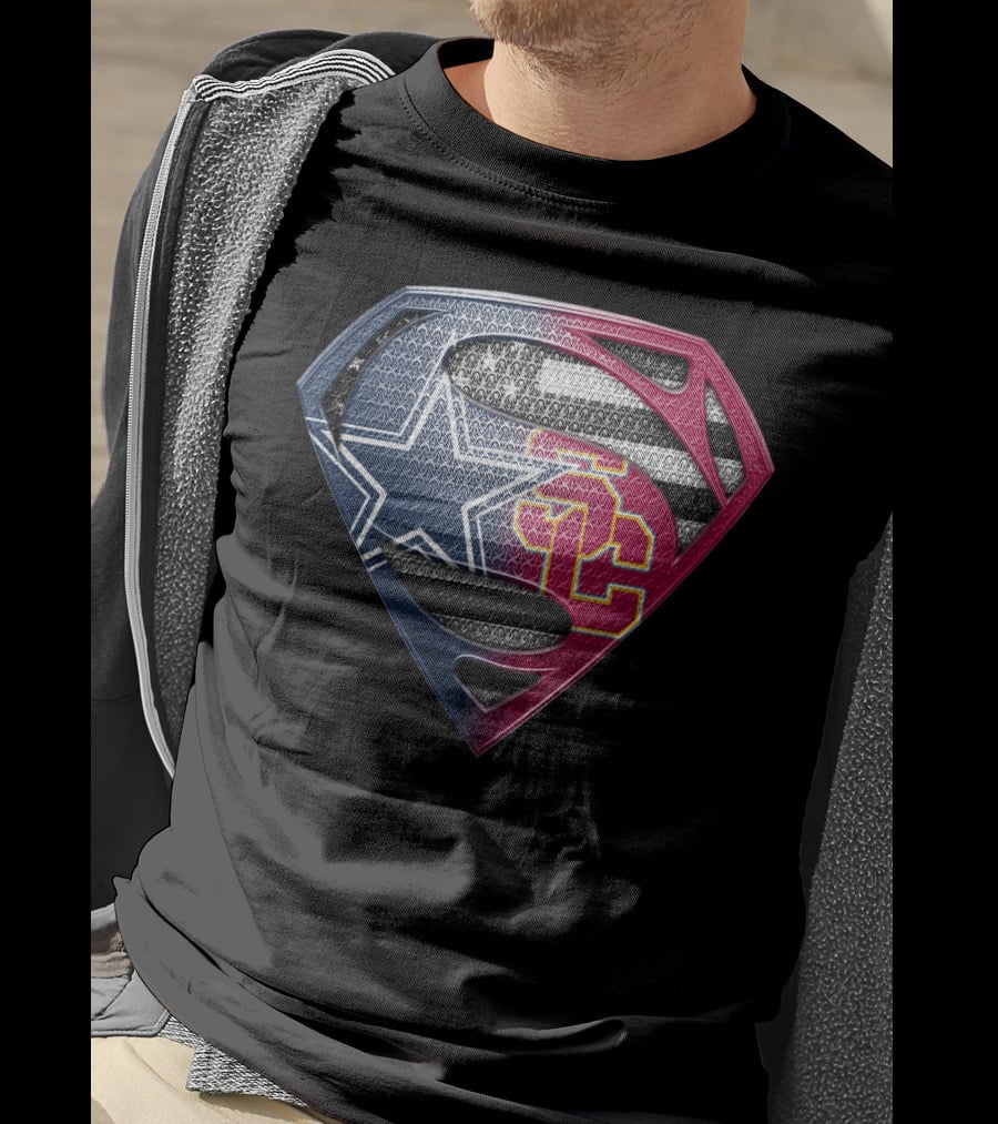 Dallas Star Los Angeles Trojans Superman Logo Fusion T-Shirt