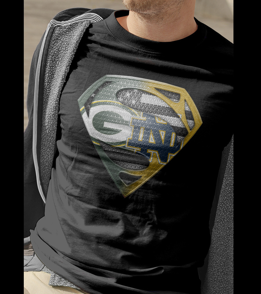 G Green Bay Packers Notre Dame Super Logo Fusion T-Shirt
