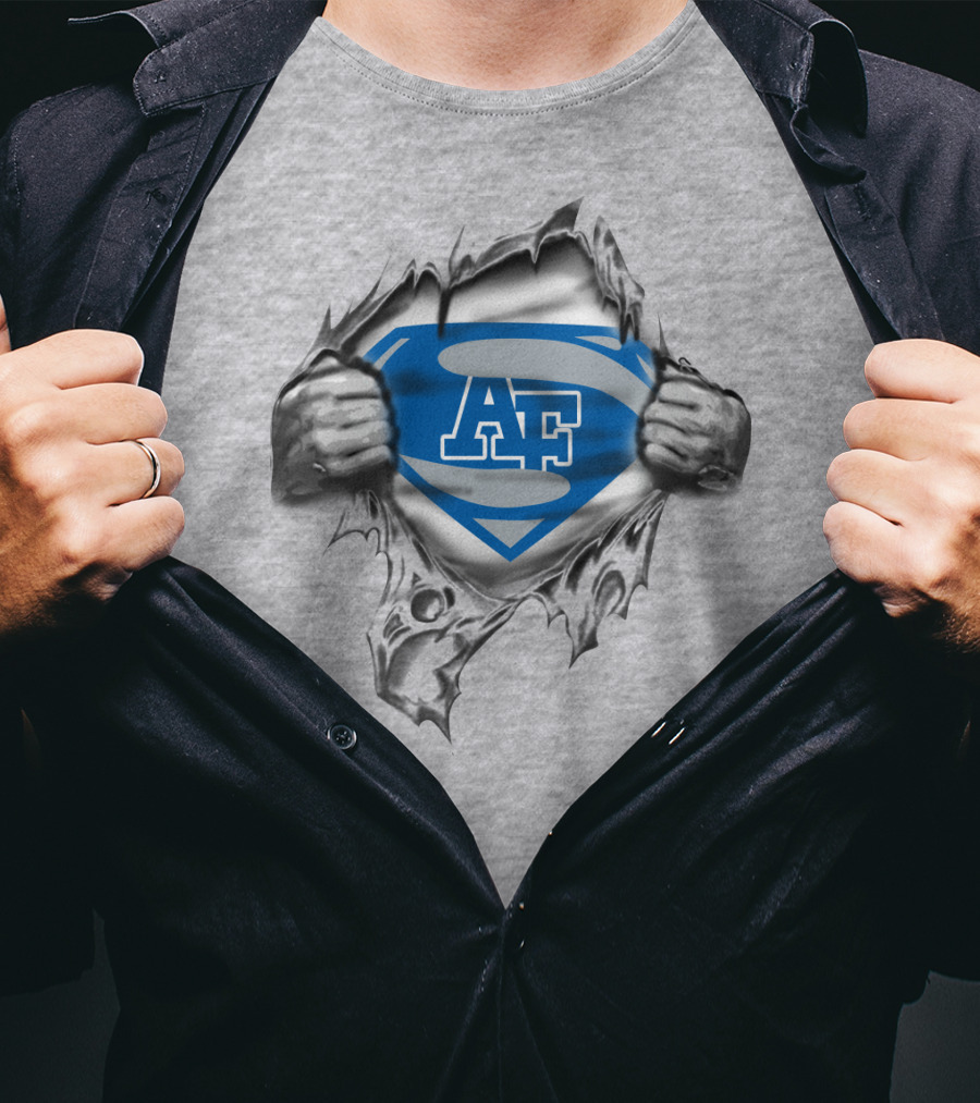 Af Academy Superhero Emblem Ripped Metal T-Shirt