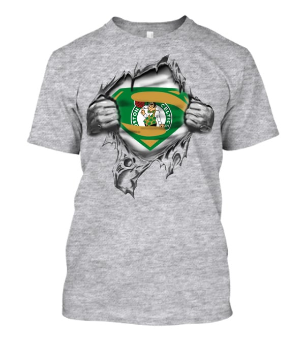Boston Celtics Superman Logo Basketball Visual T-Shirt
