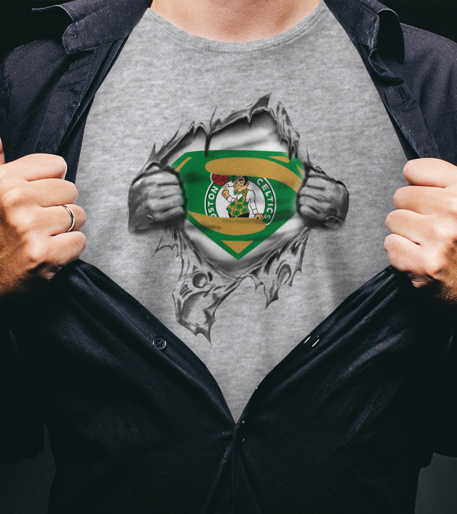 Boston Celtics Superman Logo Basketball Visual T-Shirt