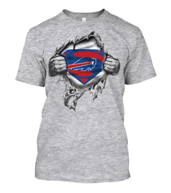 Buffalo Superhero Shield Buffalo Bills Superman Chest Rip T-Shirt