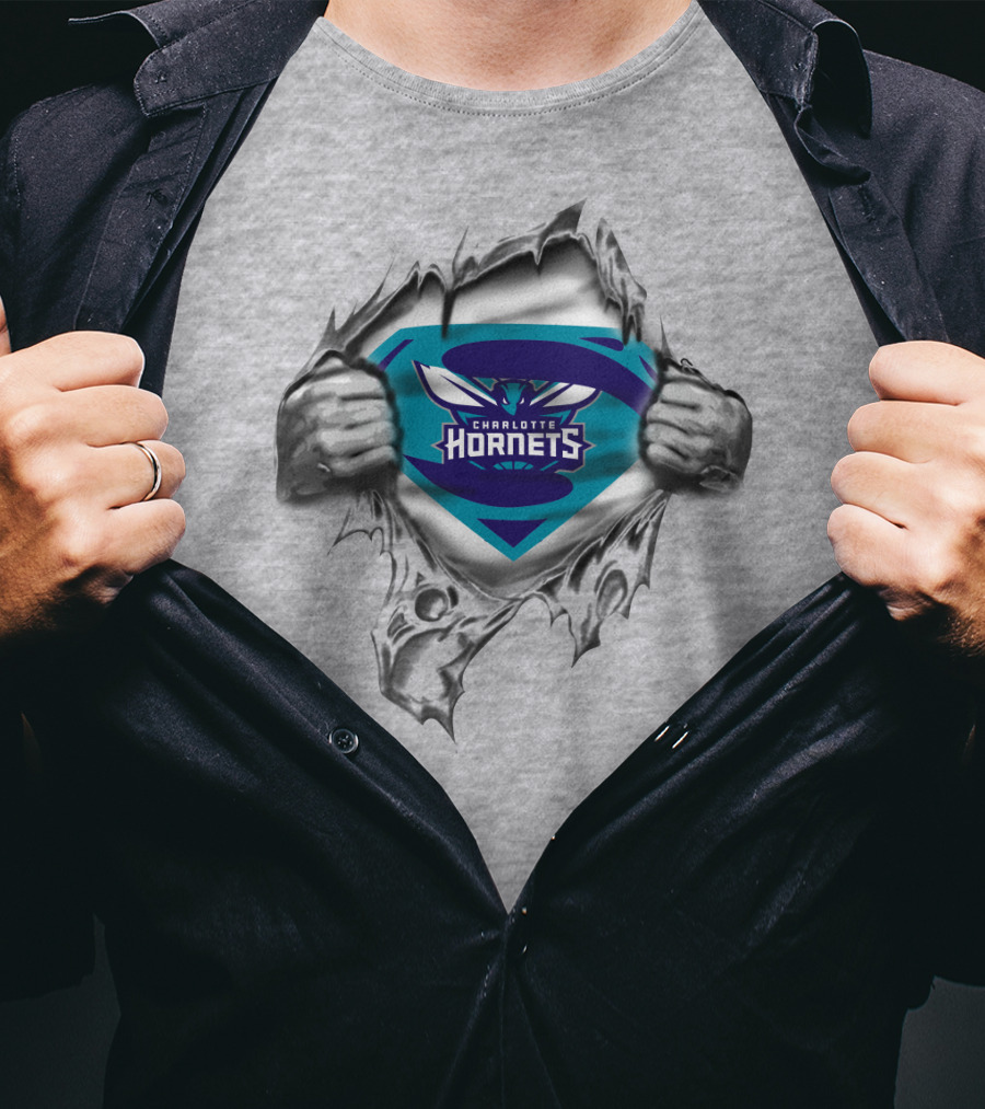 Charlotte Hornets Superman Logo Tear Away T-Shirt