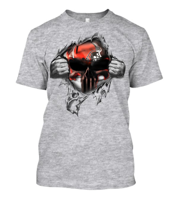 Cleveland Browns Punisher Skull Ripped T-Shirt