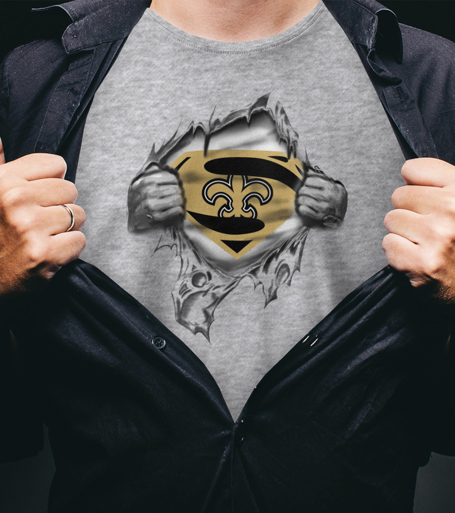 Superman New Orleans Saints Logo Peel Back T-Shirt