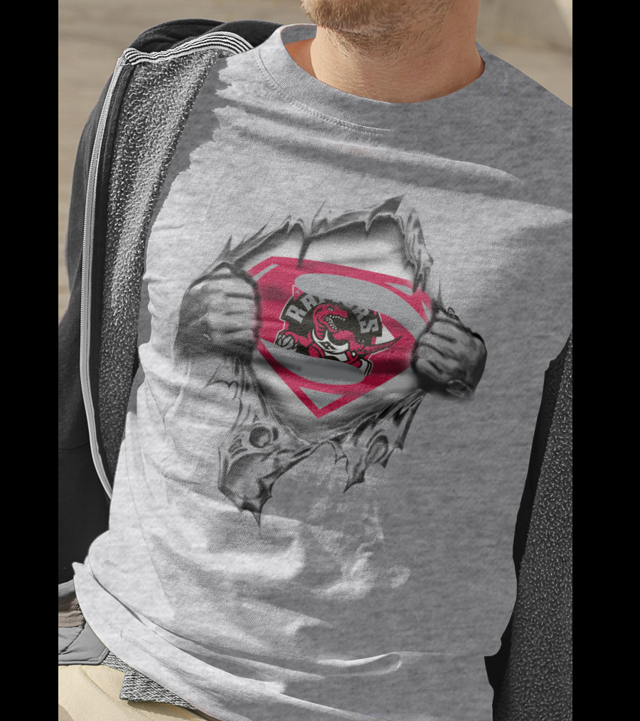 Raptors Superhero Logo Ripped Chest T-Shirt