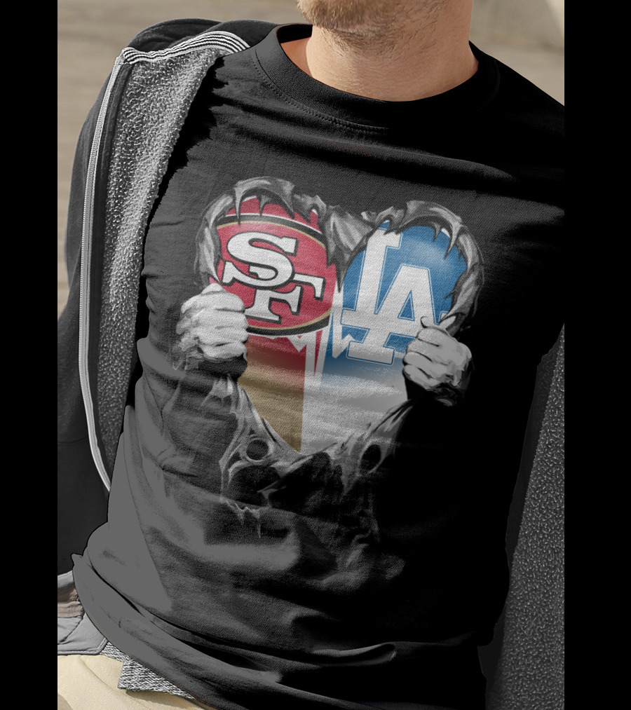 Sf And La Rivalry Heart Split Xat T-Shirt
