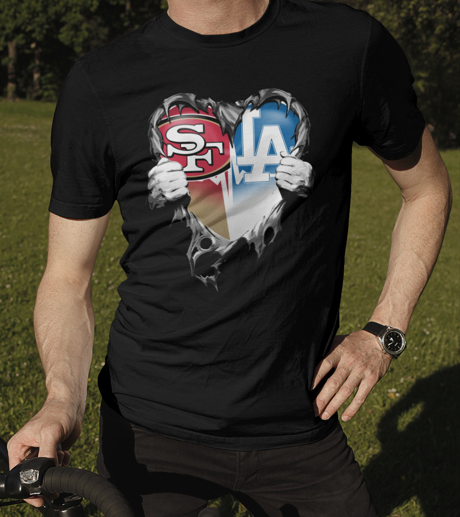 Sf And La Rivalry Heart Split Xat T-Shirt
