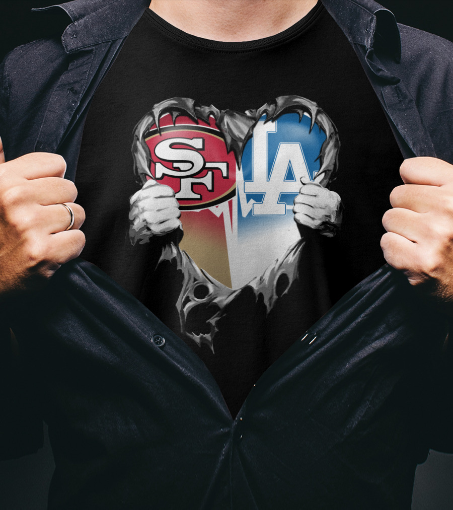 Sf And La Rivalry Heart Split Xat T-Shirt