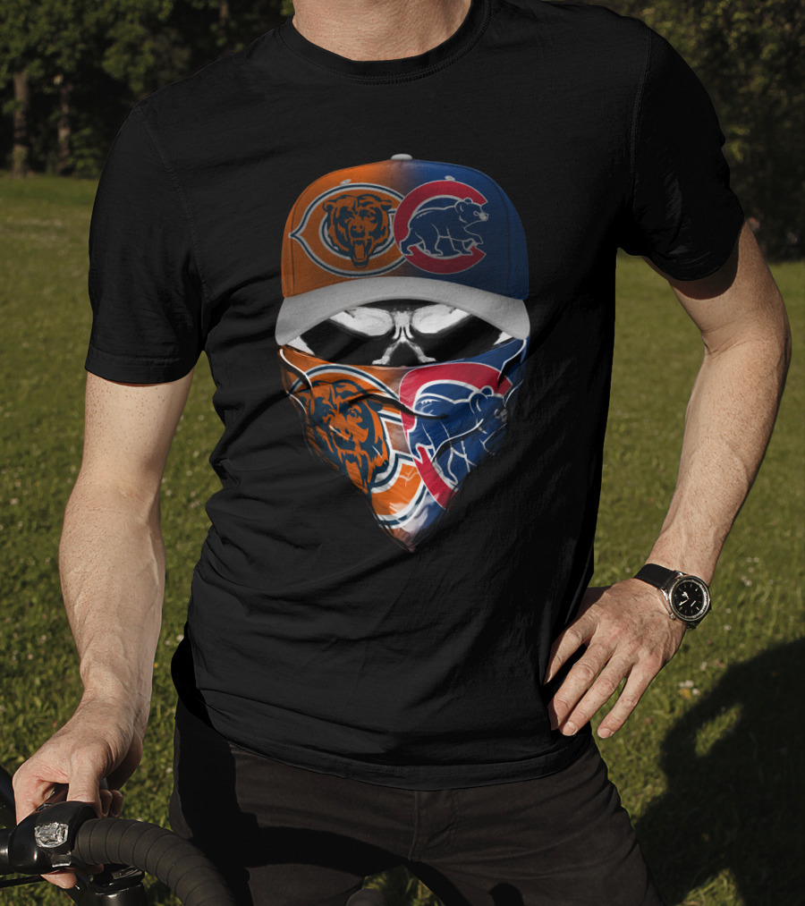 Bears Cubs Split Logo Skull Mask Cap Combo T-Shirt