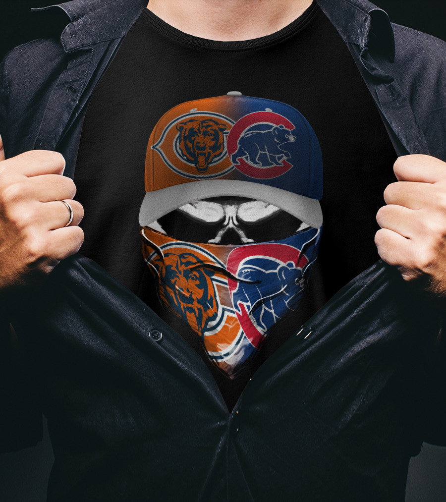 Bears Cubs Split Logo Skull Mask Cap Combo T-Shirt