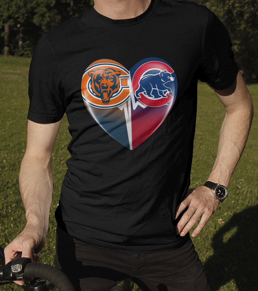 Chicago Bears And Cubs Split Heart TIM 008 T-Shirt