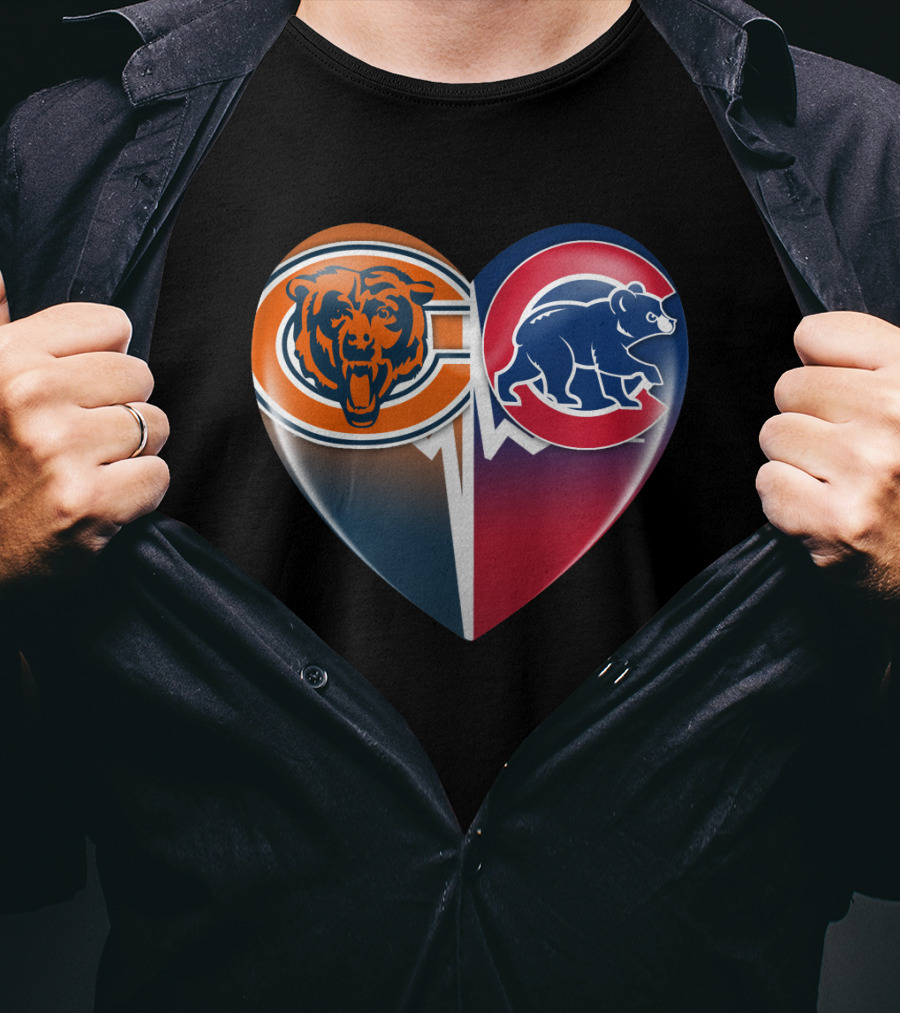 Chicago Bears And Cubs Split Heart TIM 008 T-Shirt