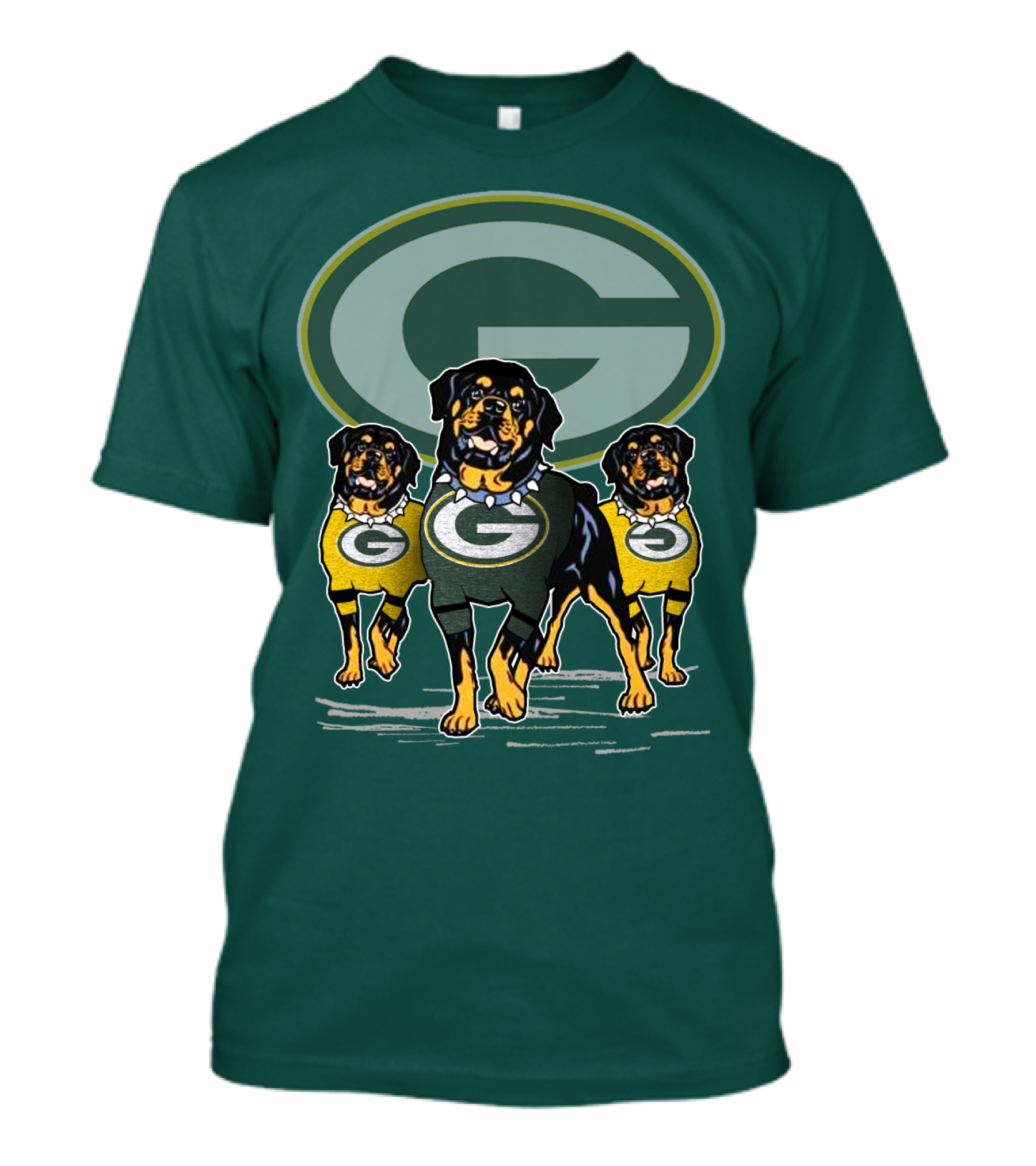 Green Bay Packers Rottweiler Trio T-Shirt