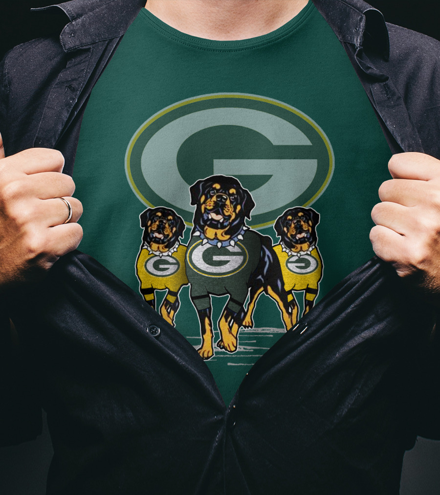 Green Bay Packers Rottweiler Trio T-Shirt