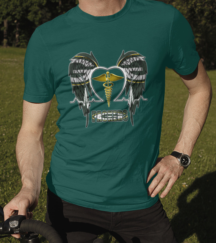 Packers Caduceus Heart Wings T-Shirt