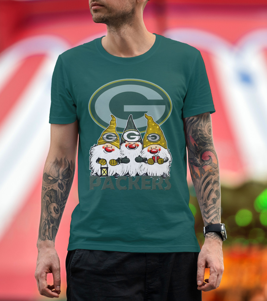 Green Bay Packers Gnomes With Team Logo On Green T-Shirt
