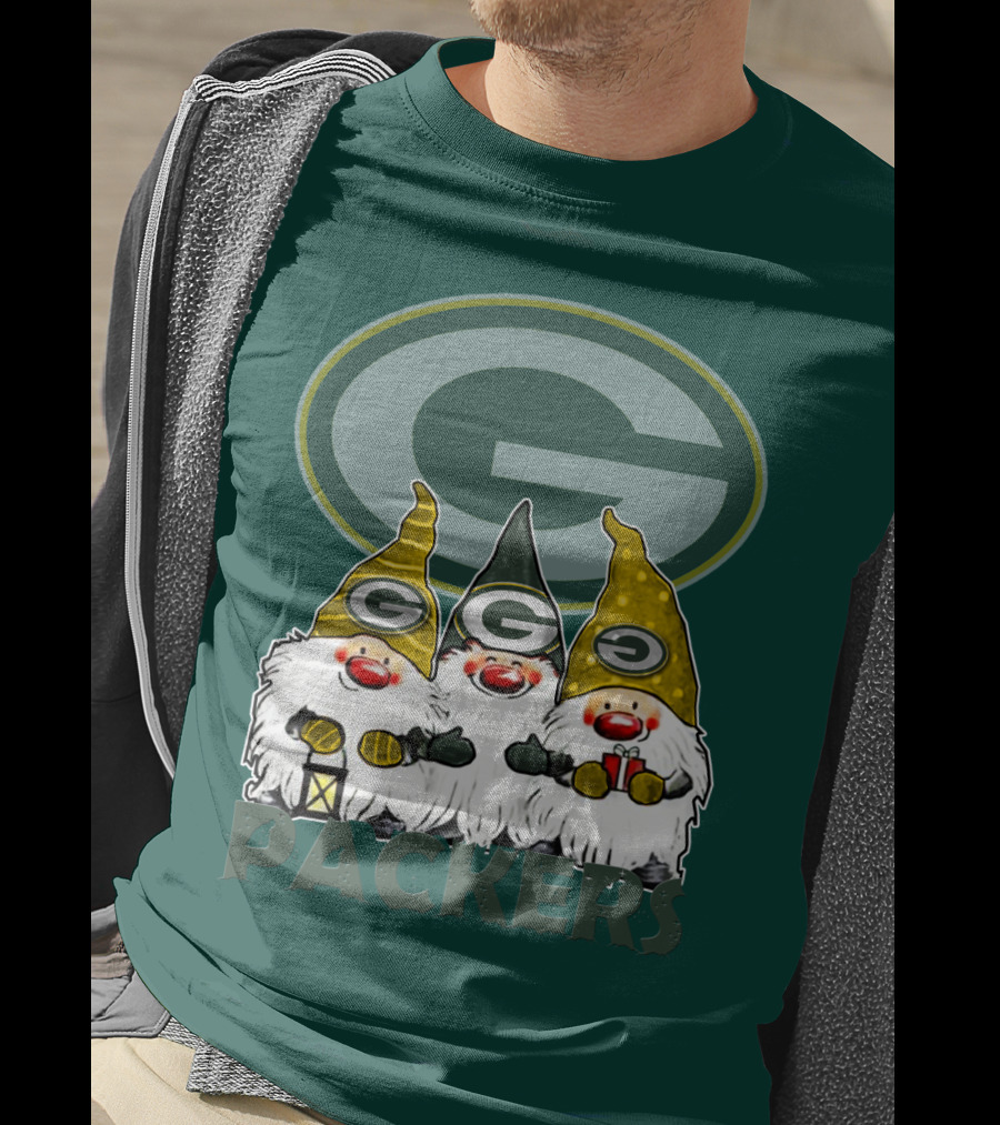 Green Bay Packers Gnomes With Team Logo On Green T-Shirt