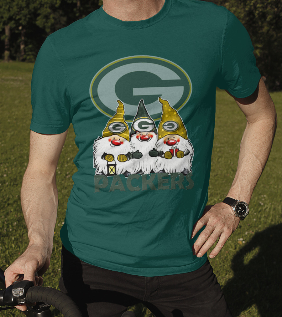Green Bay Packers Gnomes With Team Logo On Green T-Shirt